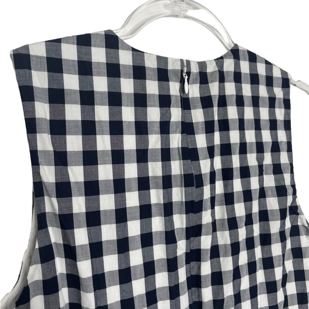 Tanya Taylor | Monica Gigham Cutout Midi Dress White/Navy 8 - Picture 6 of 9